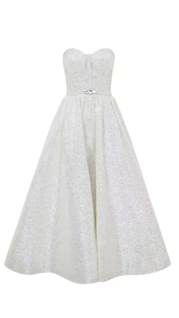 SHINY WHITE MIDI DRESS